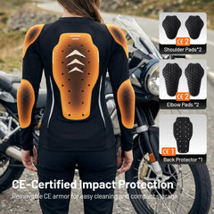 RSYSO elbow protector detail showing CE-rated impact absorption advantage