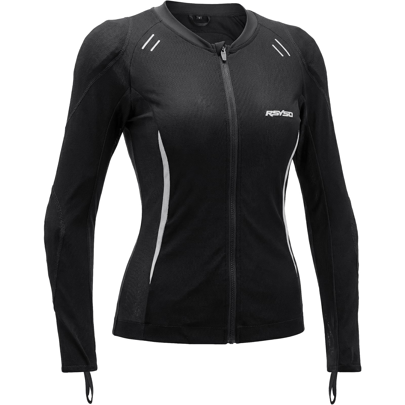 RSYSO front view mesh jacket showing breathable ventilation and secure fit
