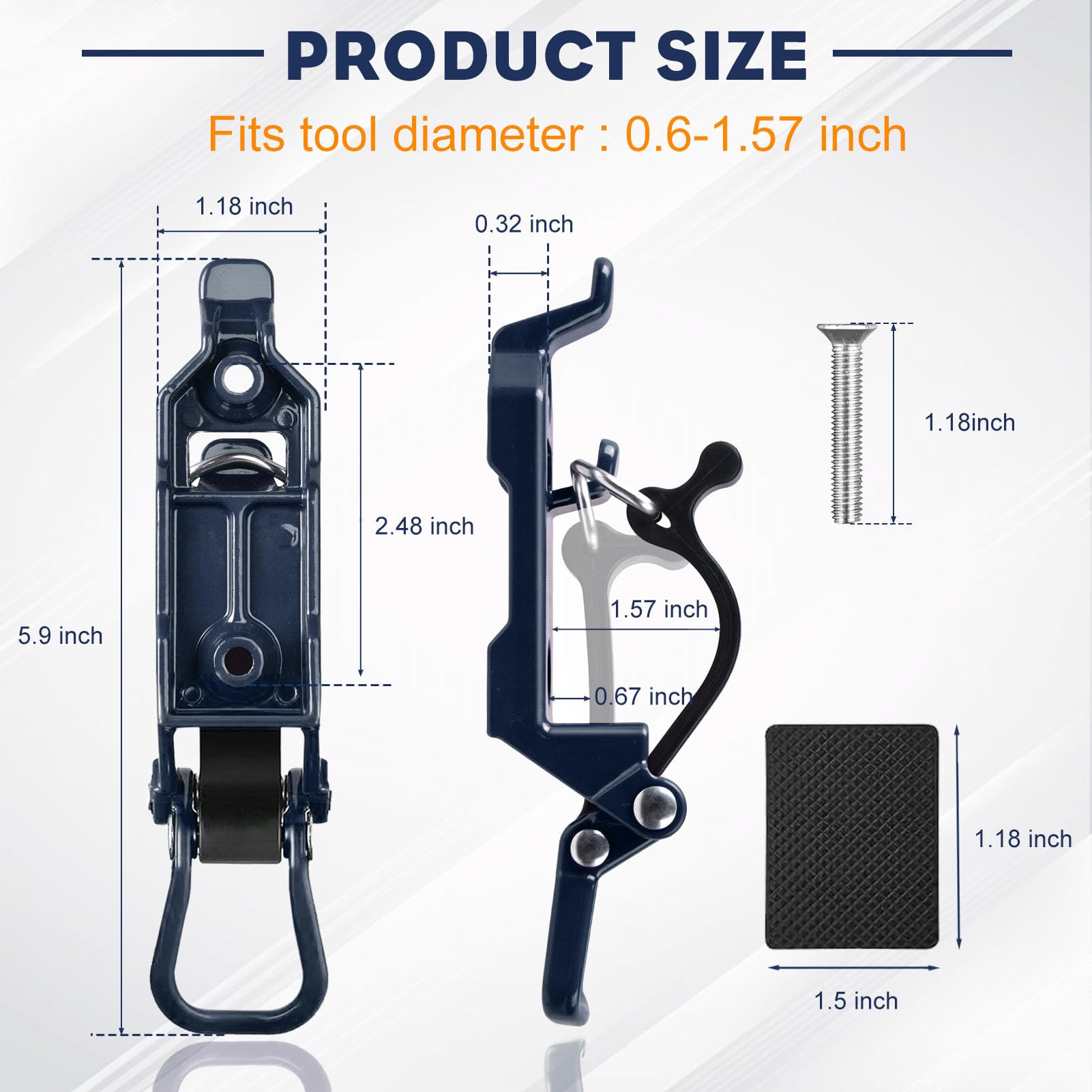 Rtshuok clamp close-up showing rubber strap and metal bracket for vibration resistance