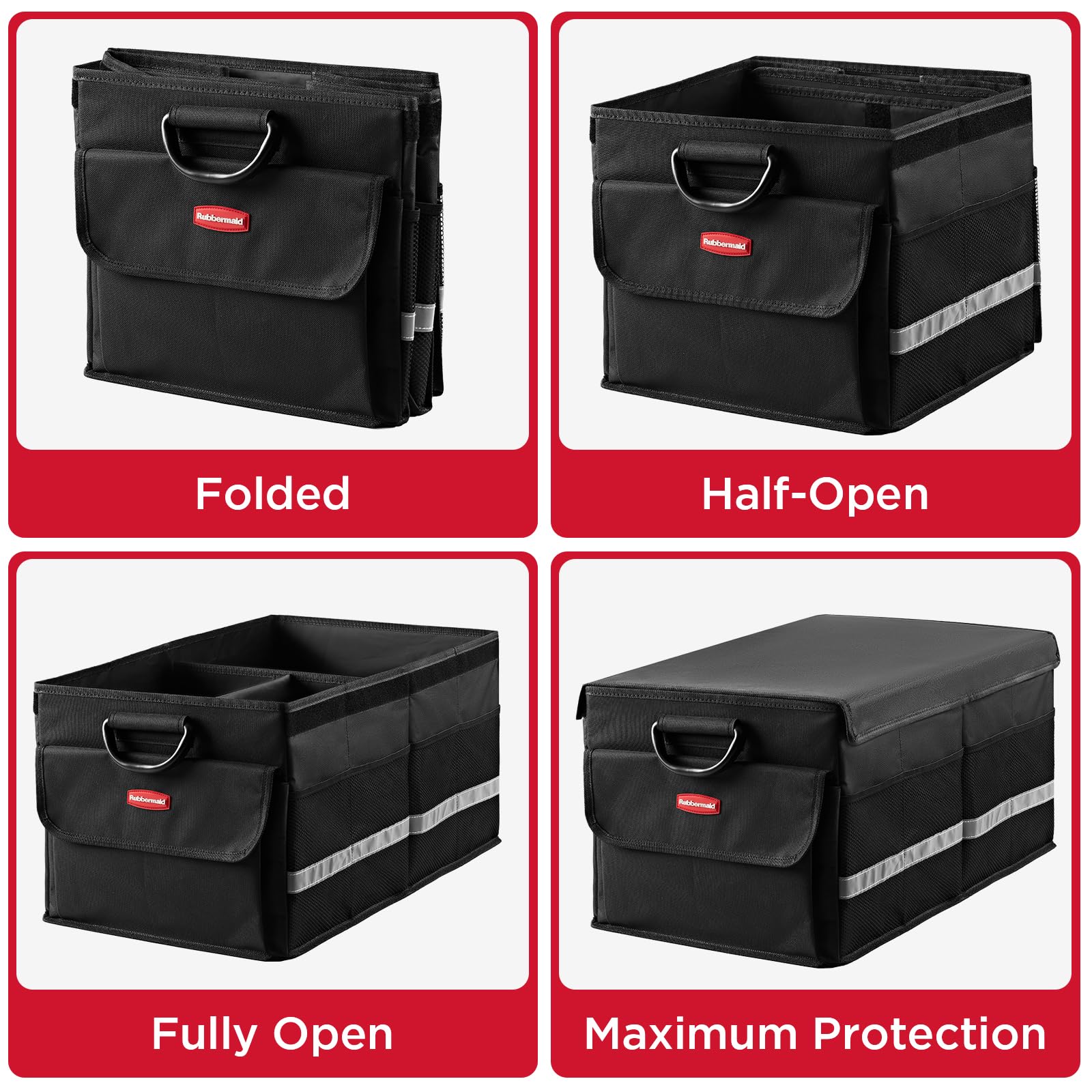 Rubbermaid carrying handle in use for comfortable transport between car and home