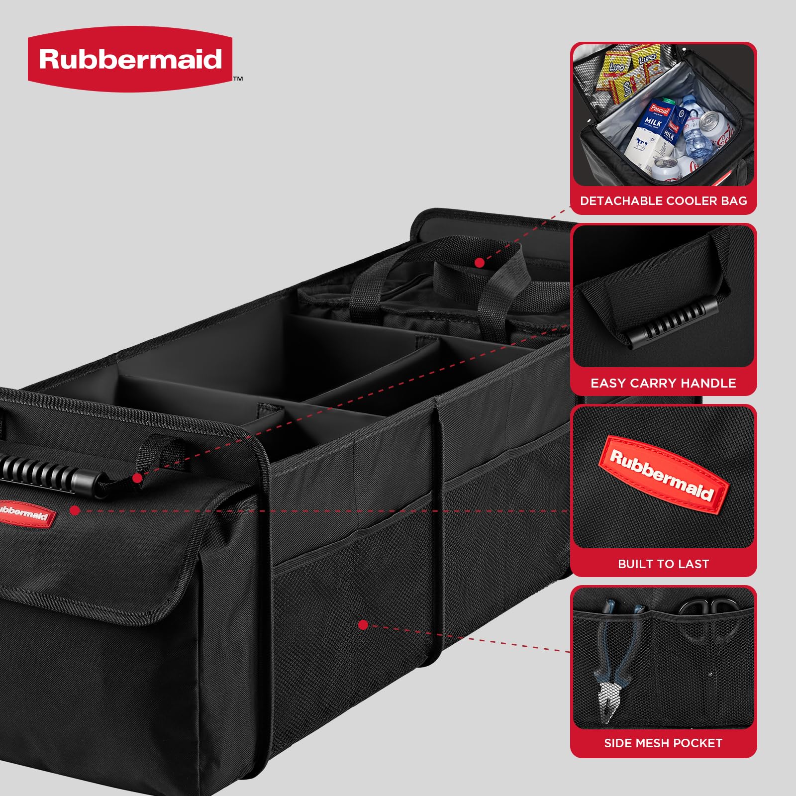 Rubbermaid removable leakproof cooler shown separately for portable cold storage