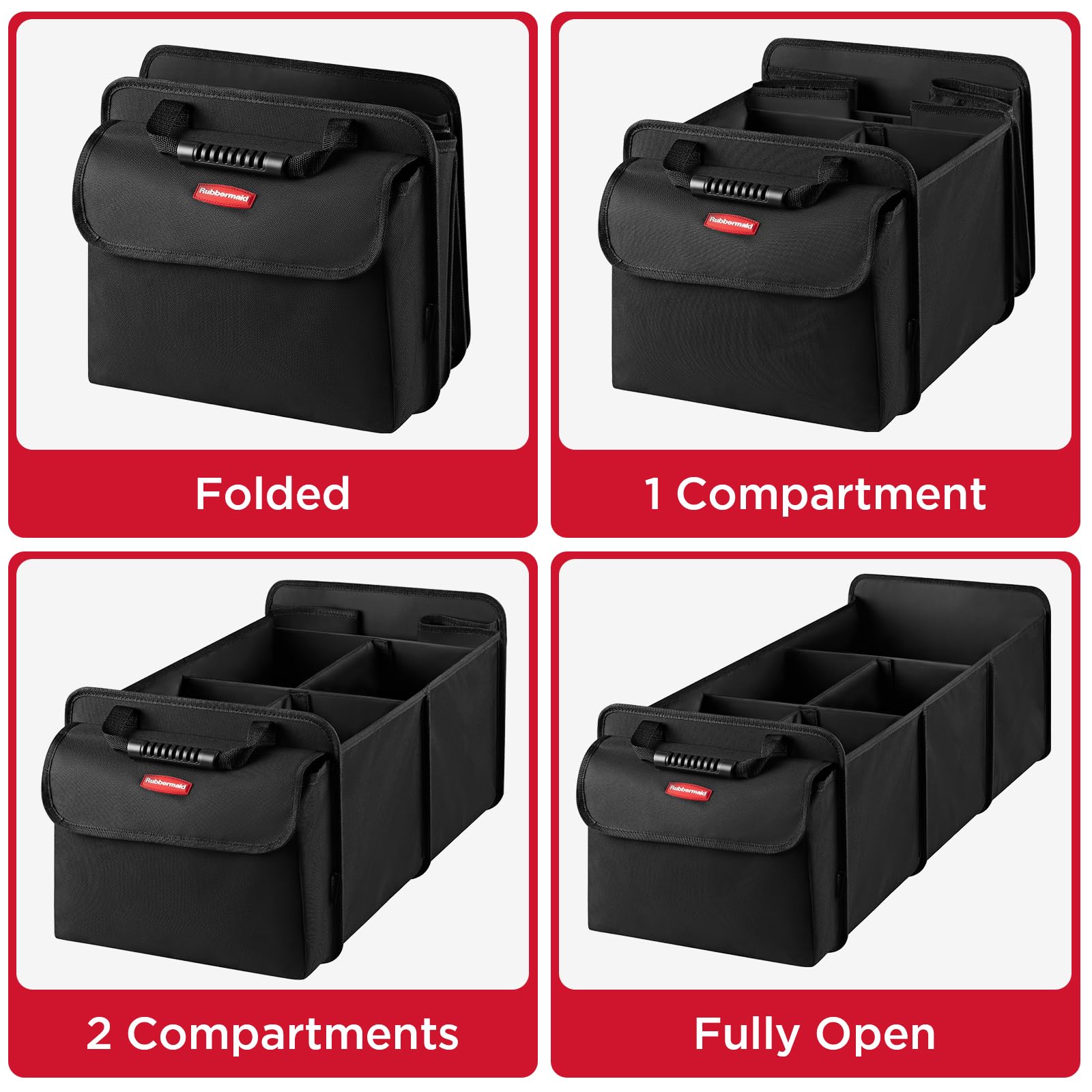 Rubbermaid next to grocery bags showing capacity and practical organization