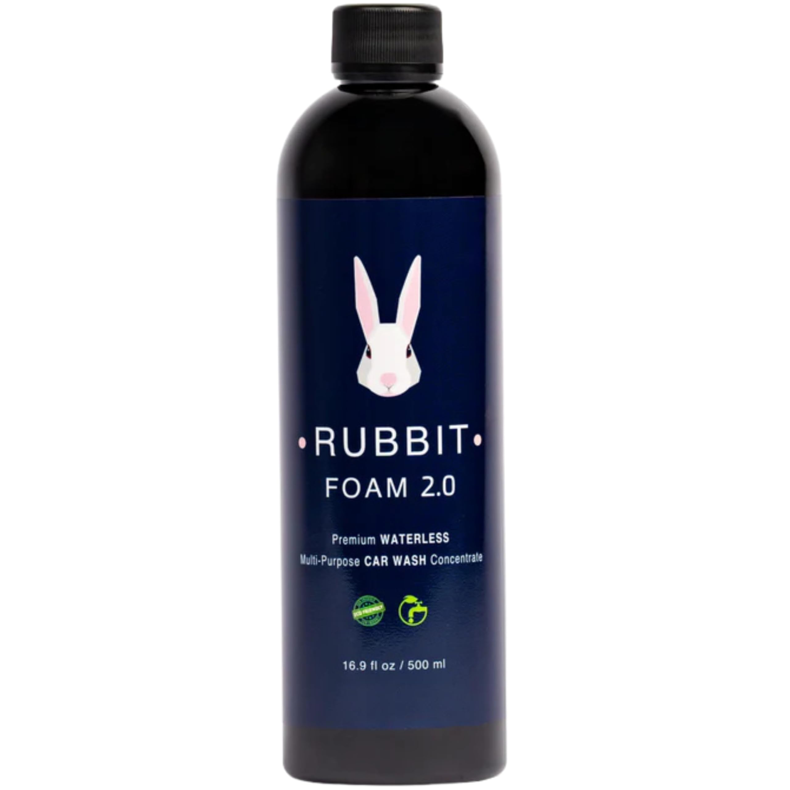 Rubbit front bottle view showing label and concentrate, highlights refill convenience.