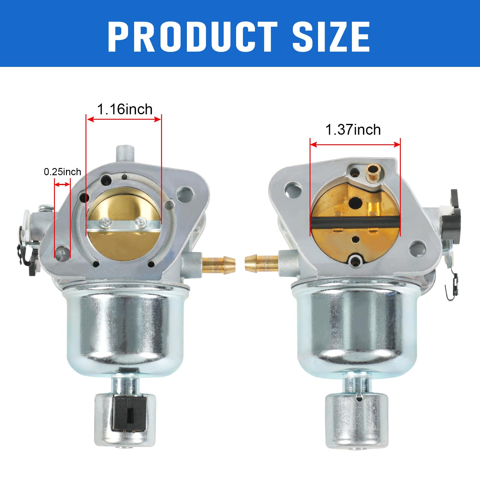 RUIANOMG carburetor installed on Kawasaki engine demonstrating direct-fit benefit