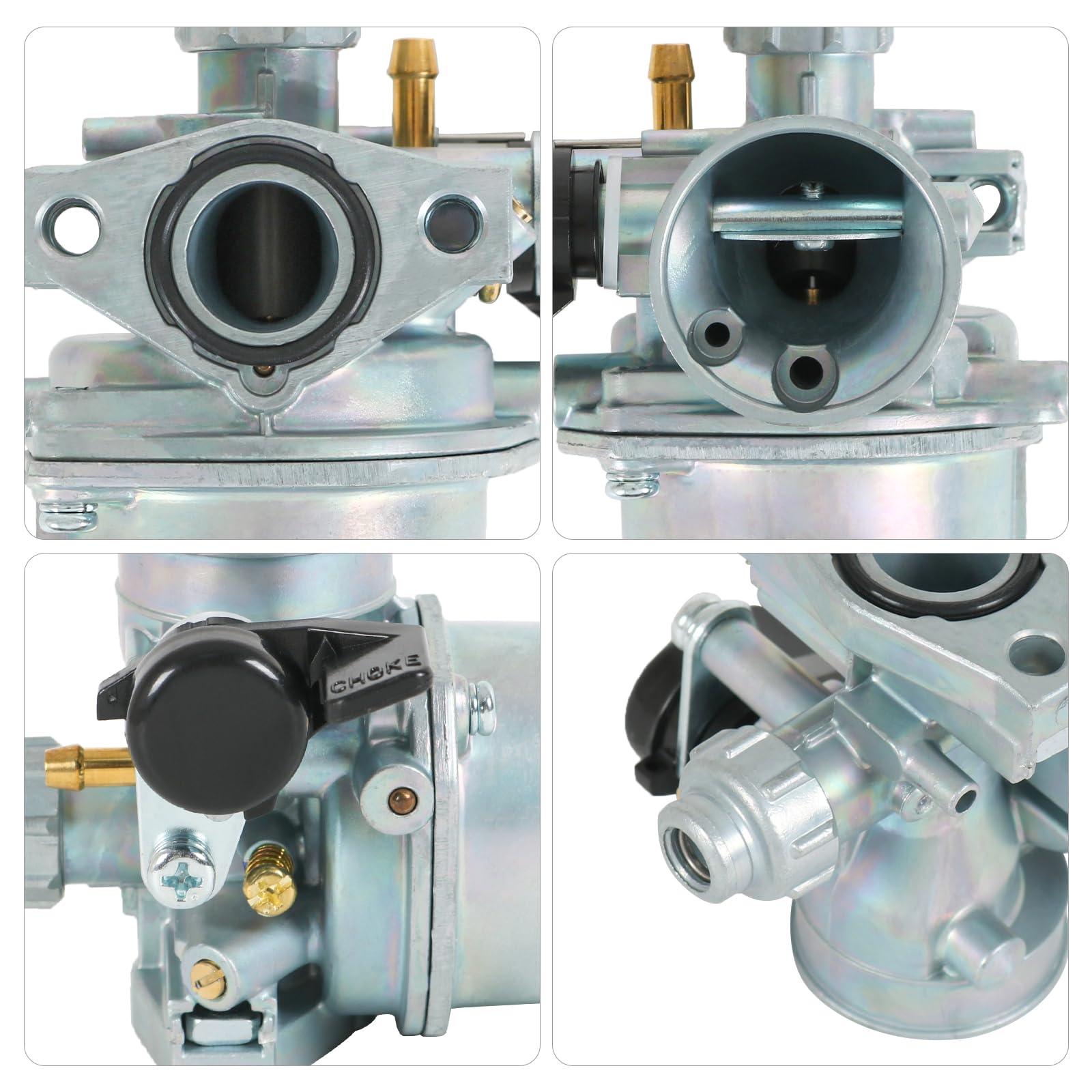 RUIANOMG carburetor mounted on a 70cc bike showing scale and compatibility