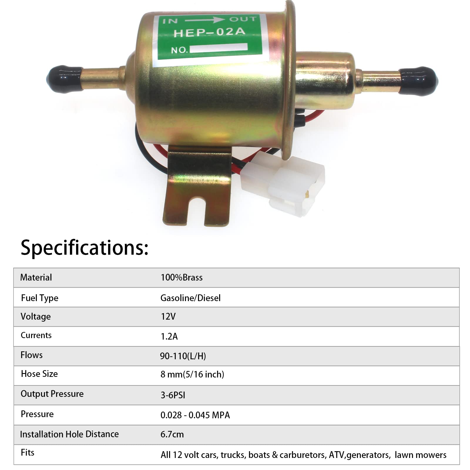 RUIDELI pump inlet and outlet 8mm ports shown for secure hose connections