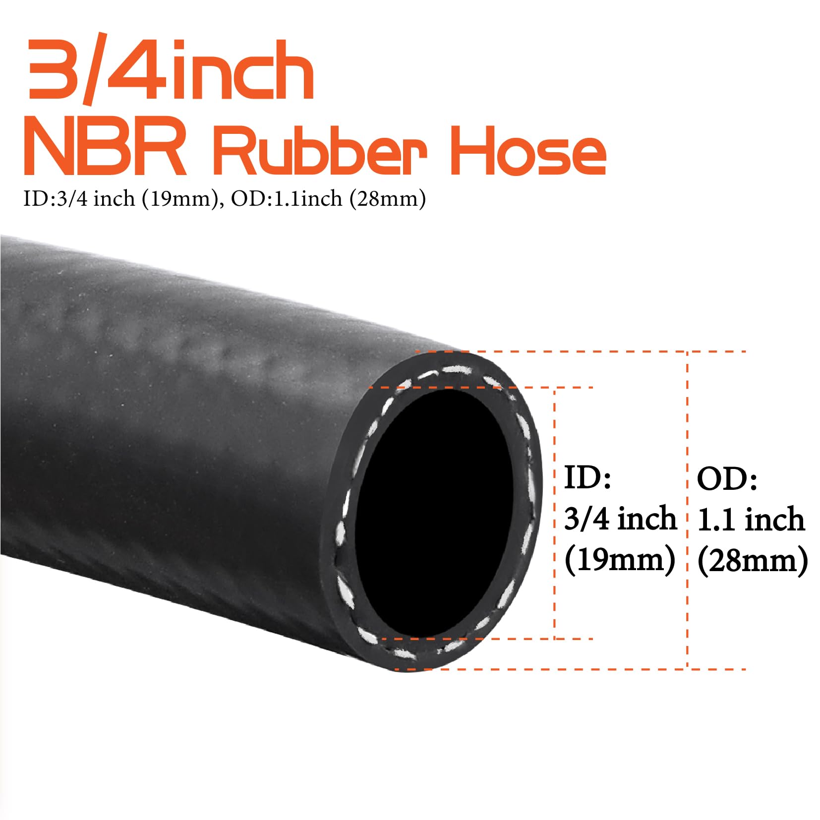 Ruikarhop hose laid next to tape measure showing 10ft length for scale advantage