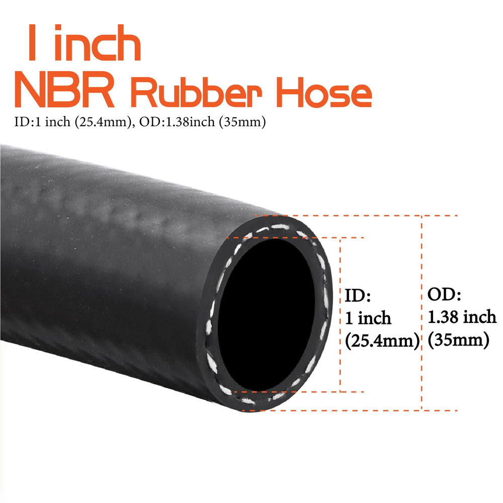 Ruikarhop hose laid with measuring tape showing 20ft length for scale and reach