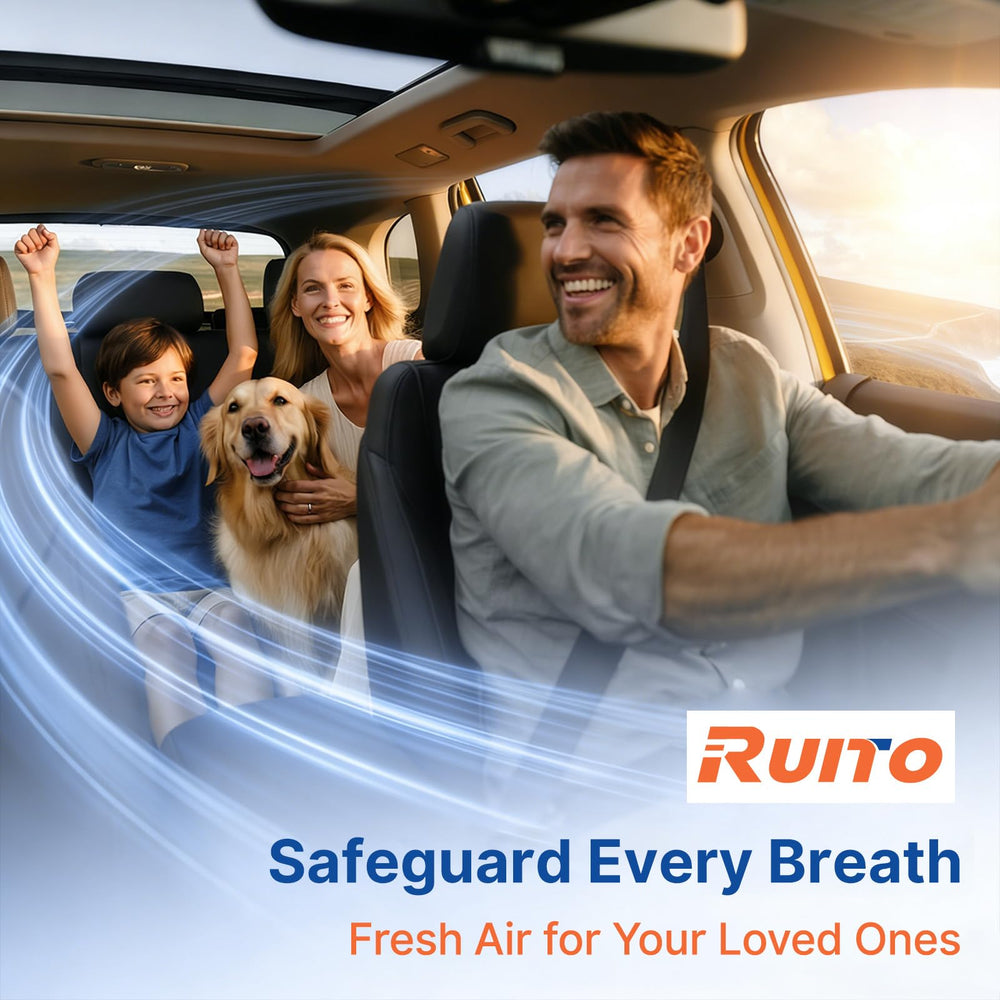RUITO activated carbon layer detail illustrating odor adsorption