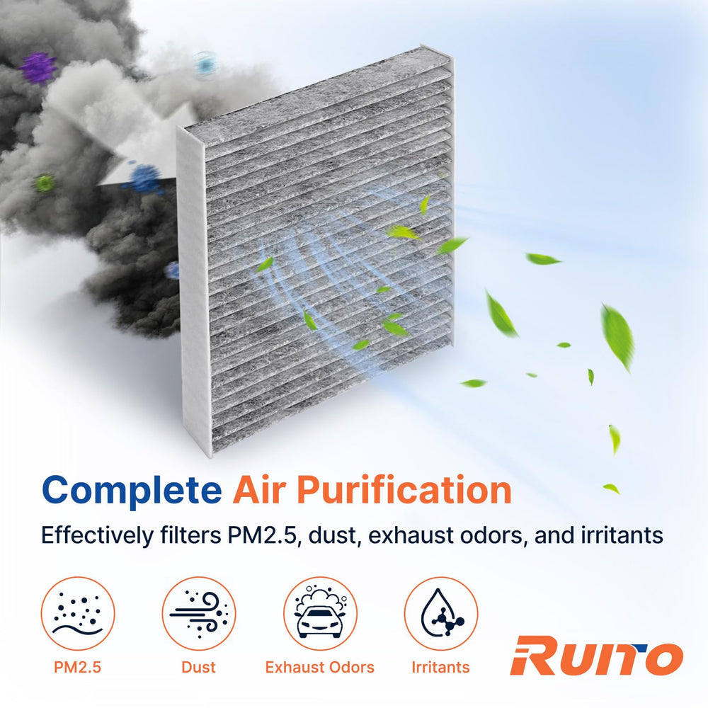 RUITO filter installed in glovebox housing for easy DIY replacement