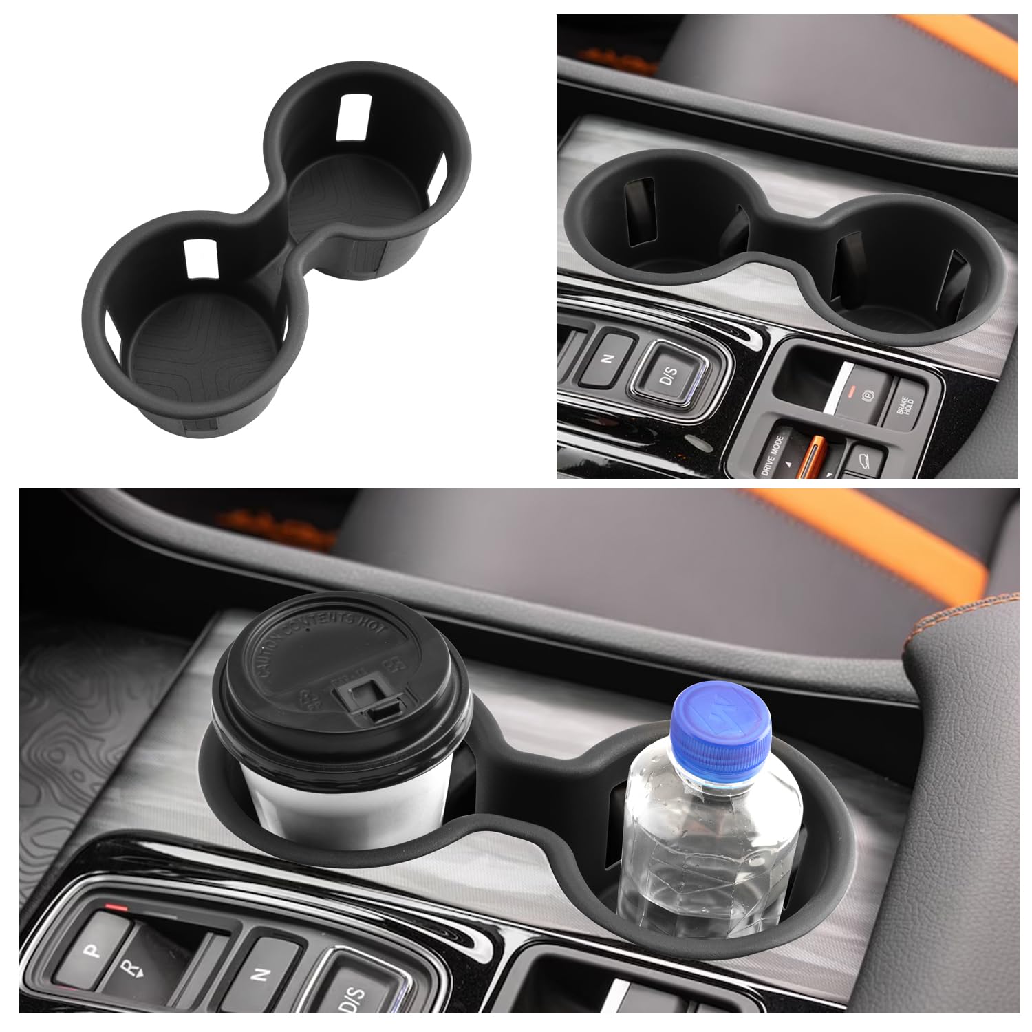 Ruiya close-up of cup and phone slots holding items securely to reduce movement