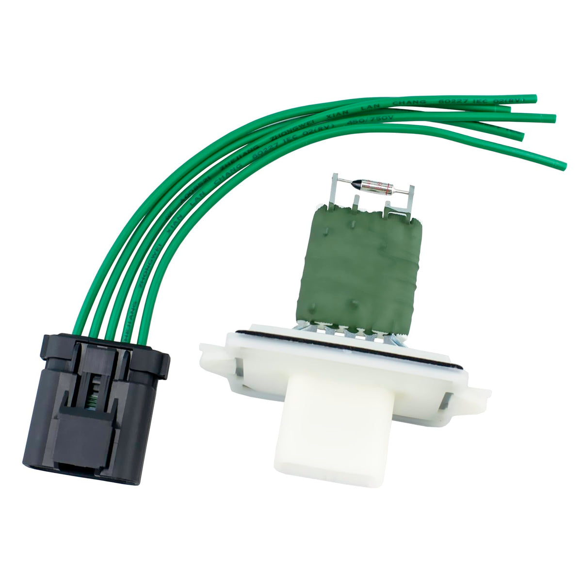 Ruizure front view blower resistor showing mounting and plug, ensures correct fit