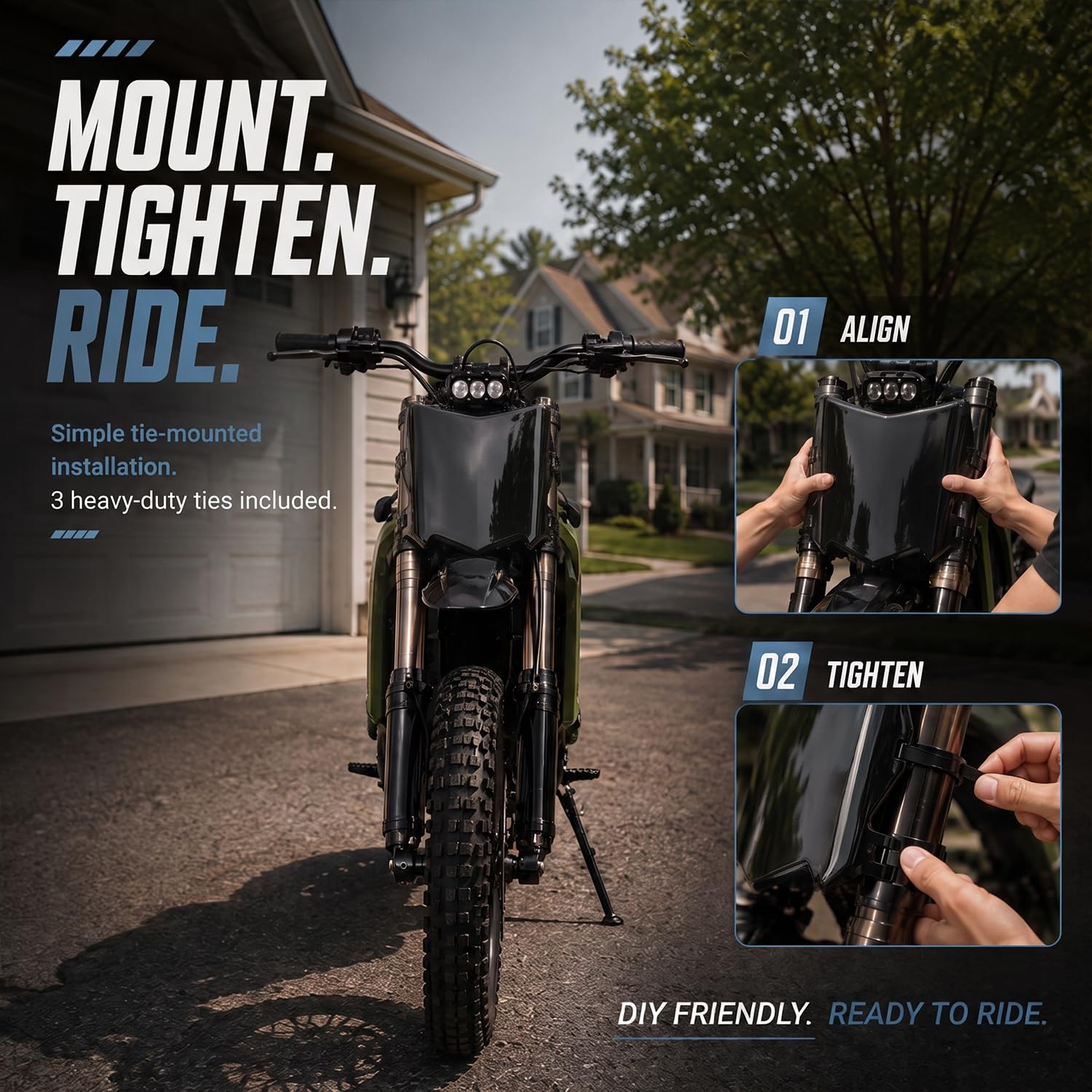 Runfarr plate on a bike in use showing stylish protection during a ride