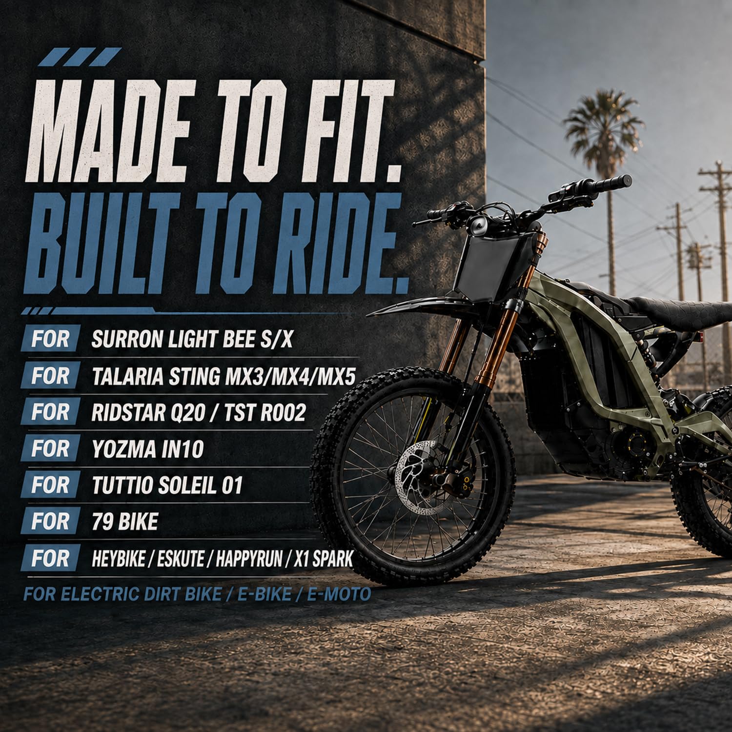 Runfarr plate mounted on ebike demonstrating improved front-end appearance