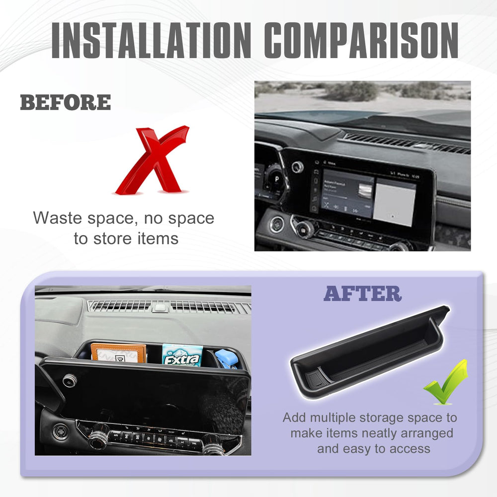 RUNROAD tray installed in Colorado dash overhead view keeping essentials accessible