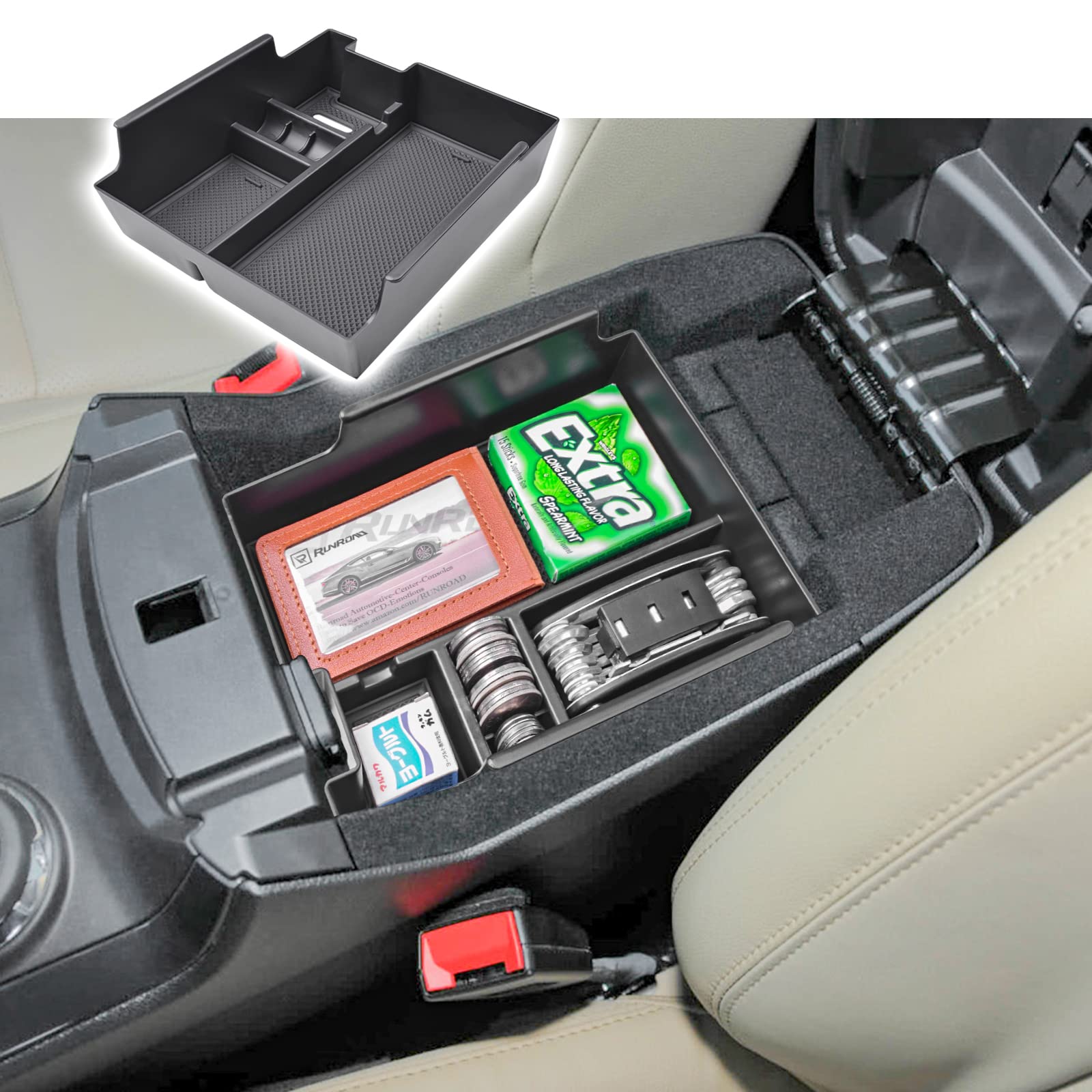 RUNROAD front view of insert showing neat tray and easy access benefit