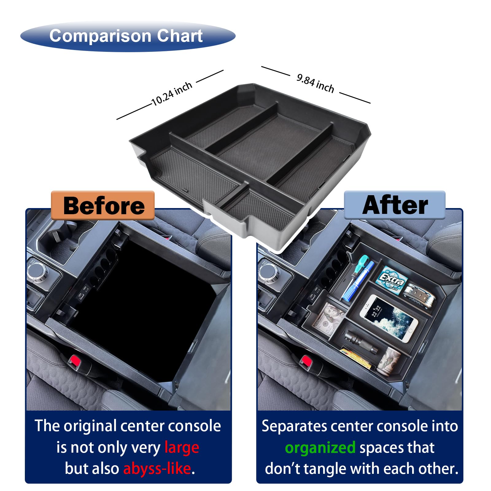 RUNROAD tray holding phone and wallet for quick reach and secure storage