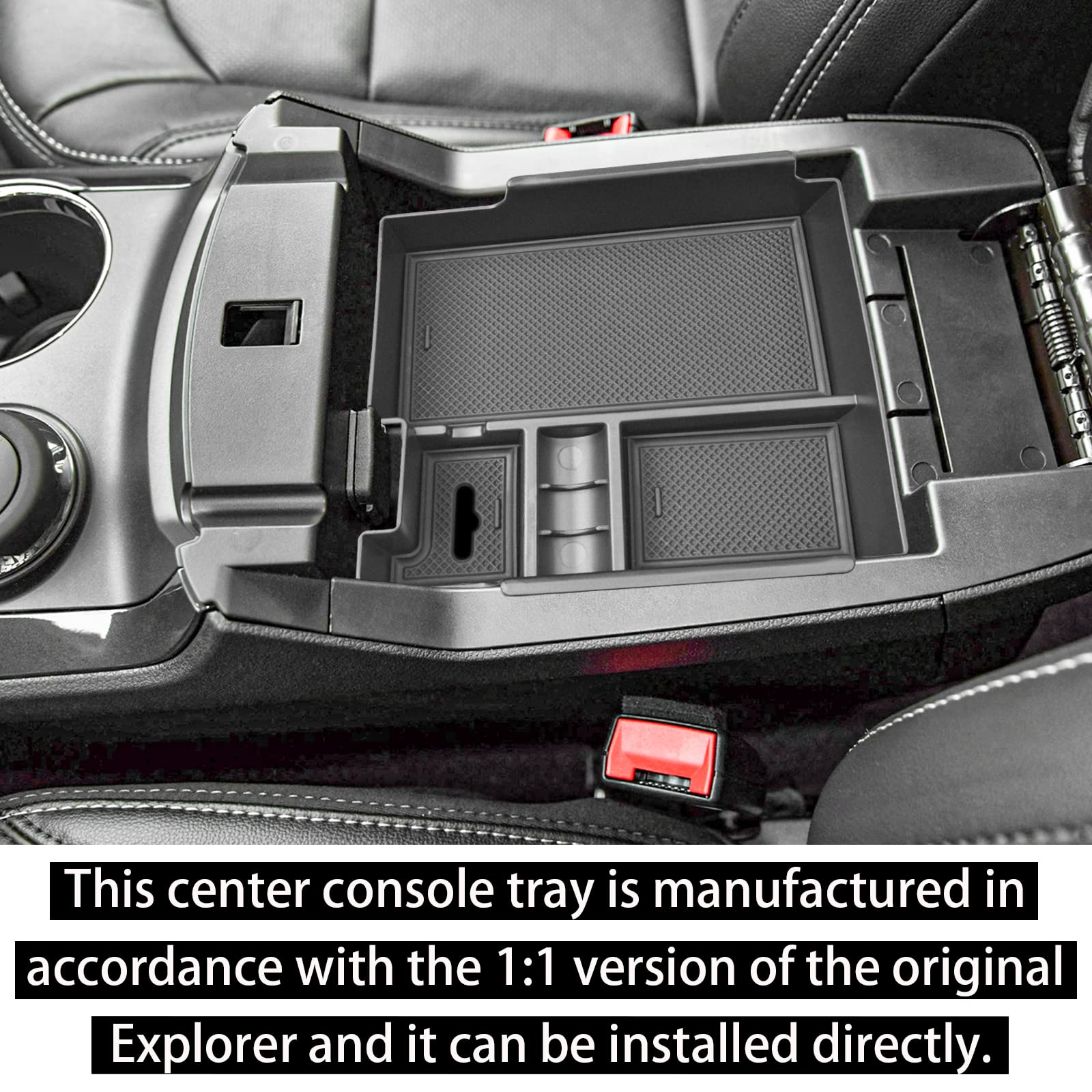 RUNROAD side profile fitting snugly in Explorer console for stable hold