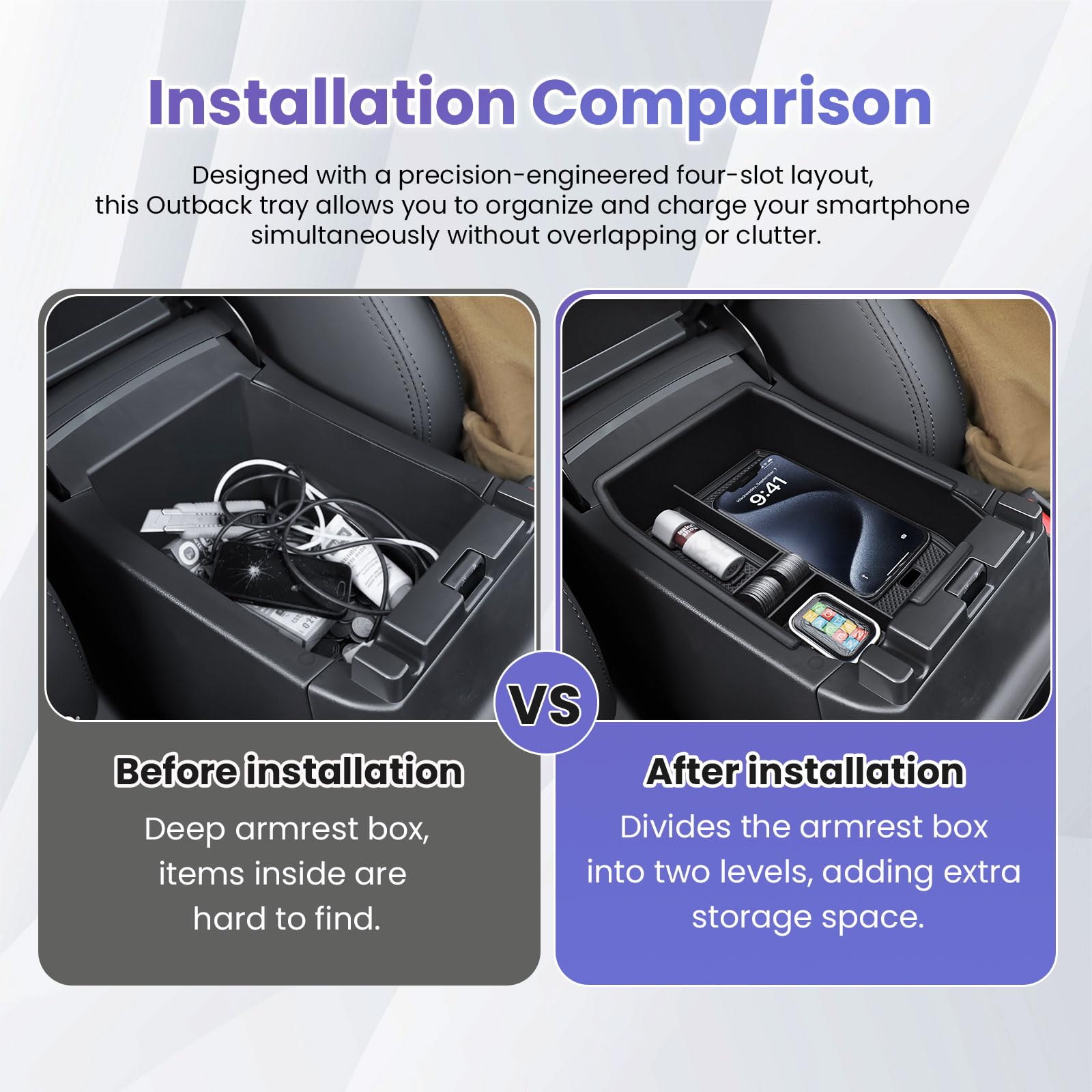 RUNROAD top view of compartment layout organizing phone, keys, coins efficiently