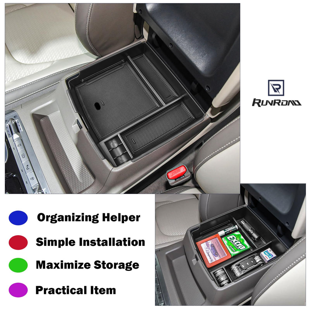RUNROAD under-tray view showing additional lower bin space for larger items