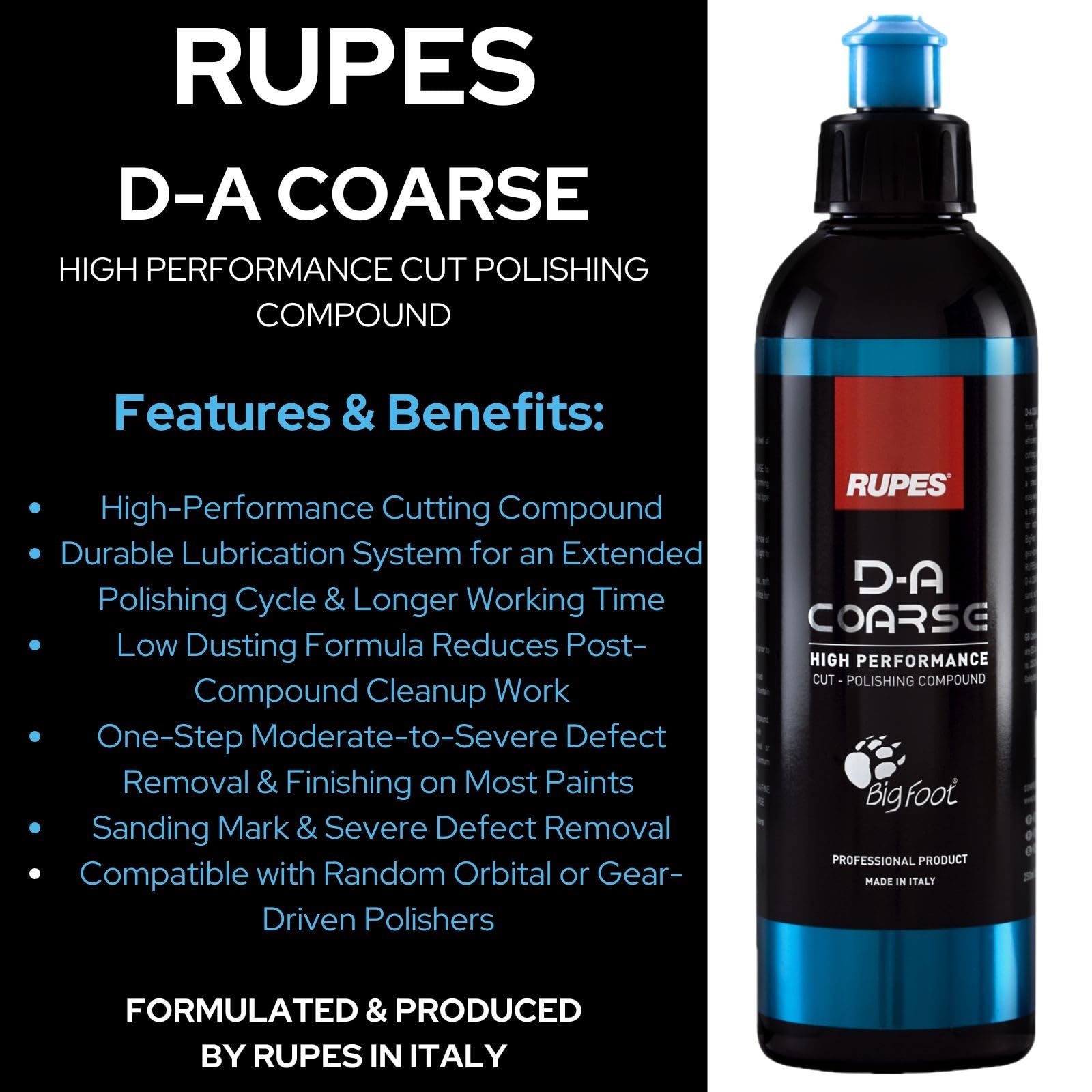 RUPES bottle close-up showing label and compound texture for confident selection