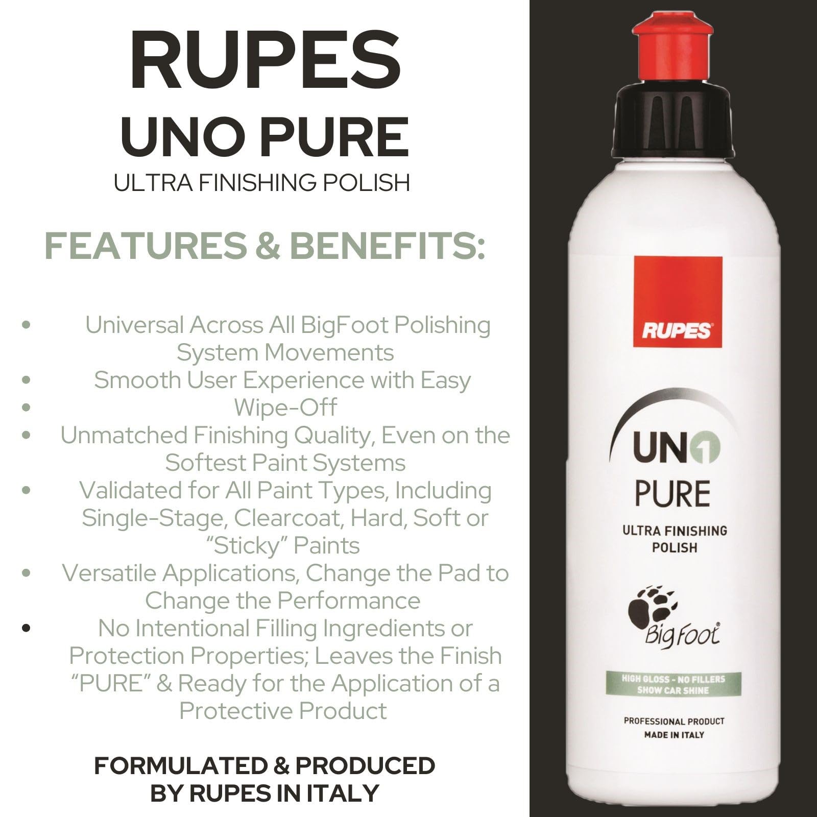 RUPES bottles held in hand to show 250ml scale and easy handling