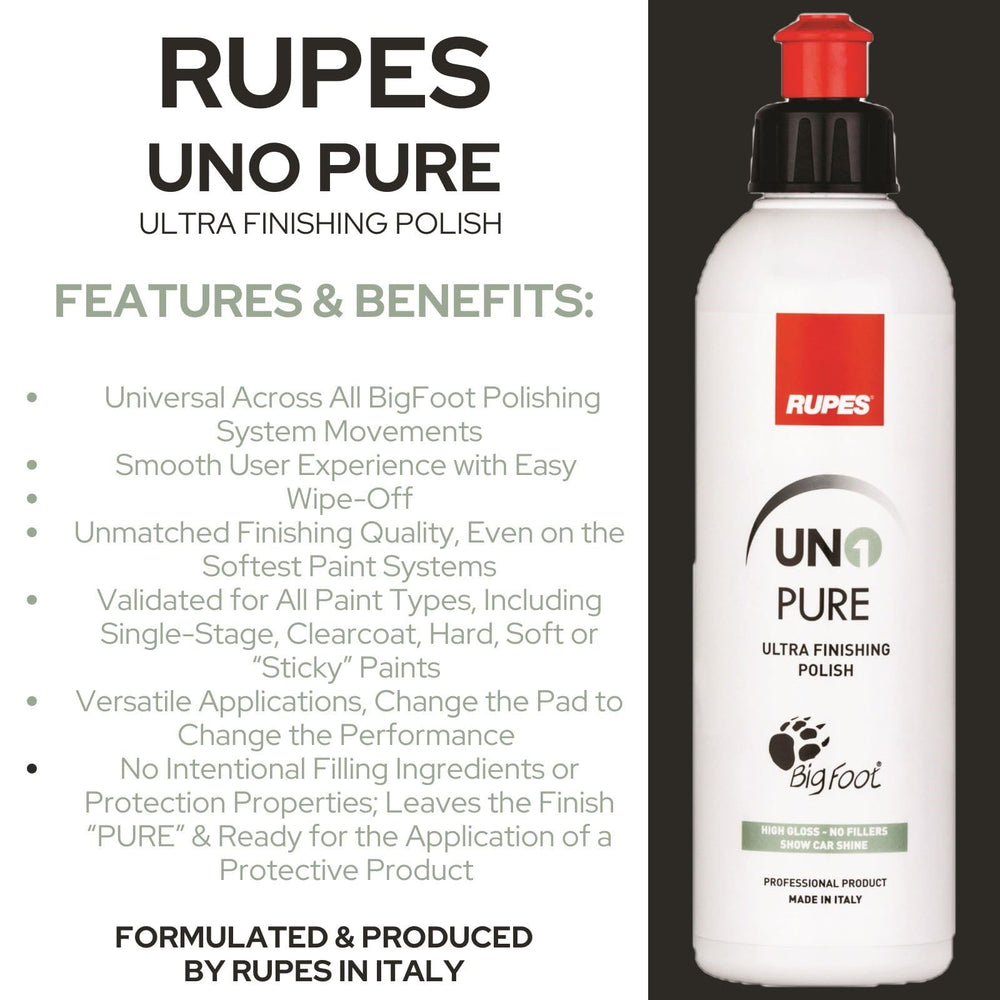 RUPES bottles held in hand to show 250ml scale and easy handling