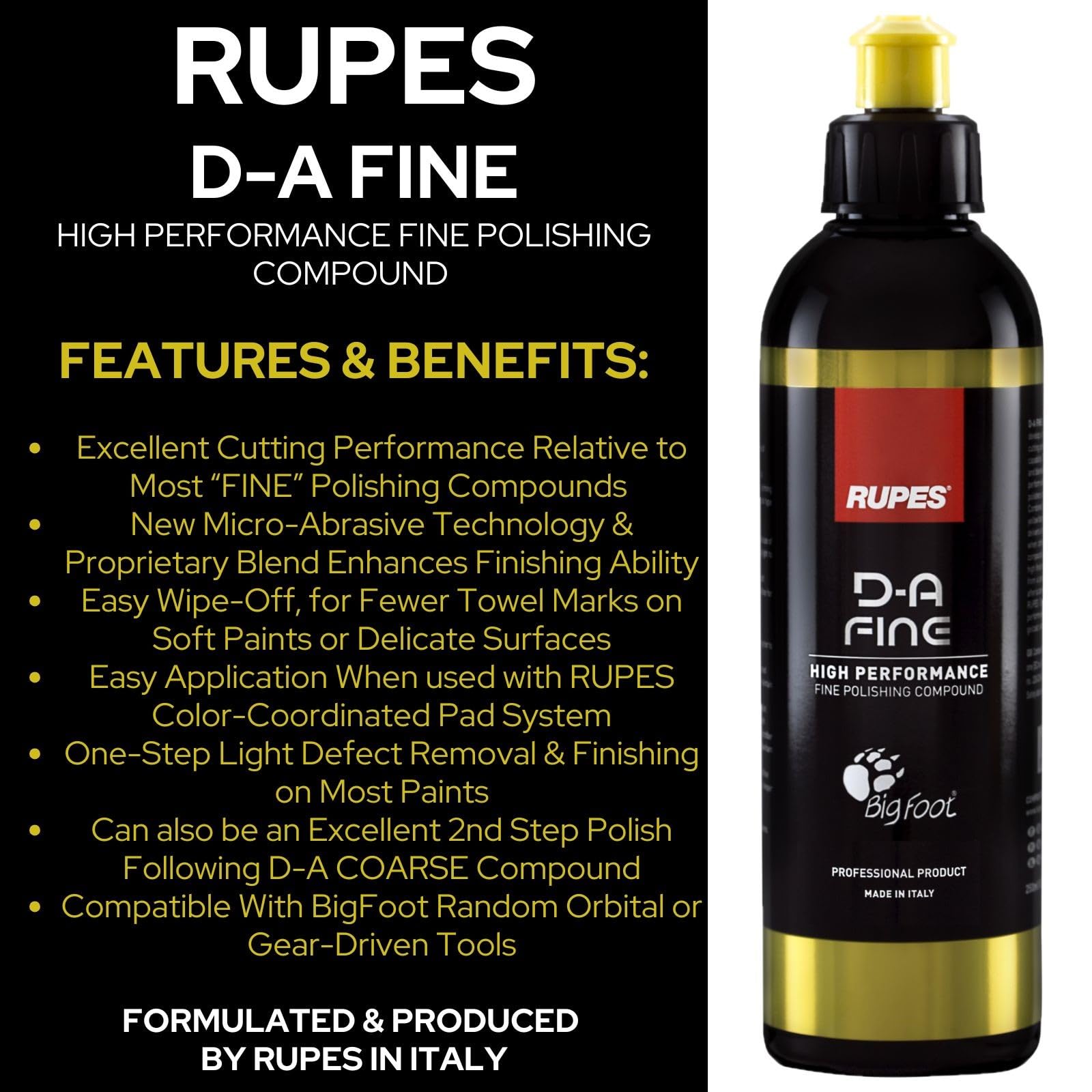 RUPES D-A Coarse applied with a polisher removing heavy defects efficiently