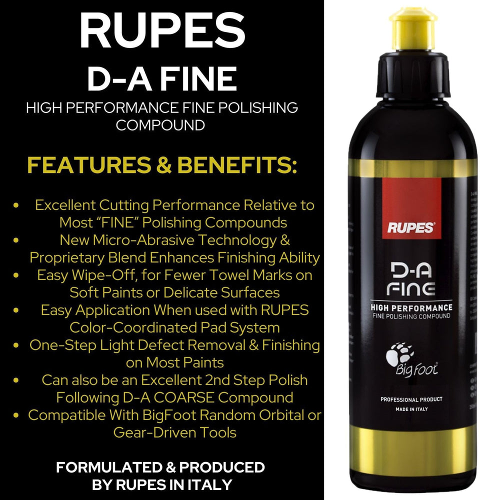 RUPES D-A Coarse applied with a polisher removing heavy defects efficiently