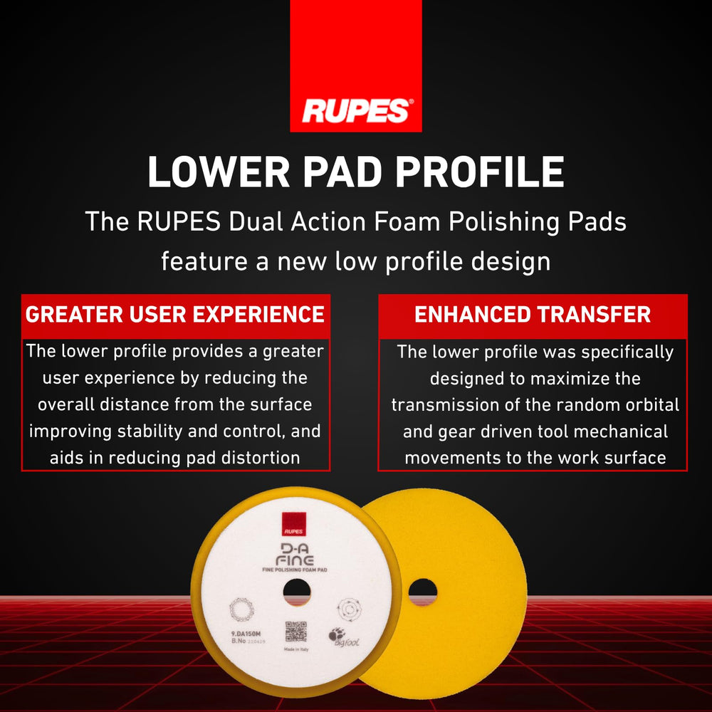 RUPES pads staged in a detailing bay showcasing ready-to-use polishing tools for efficient workflows