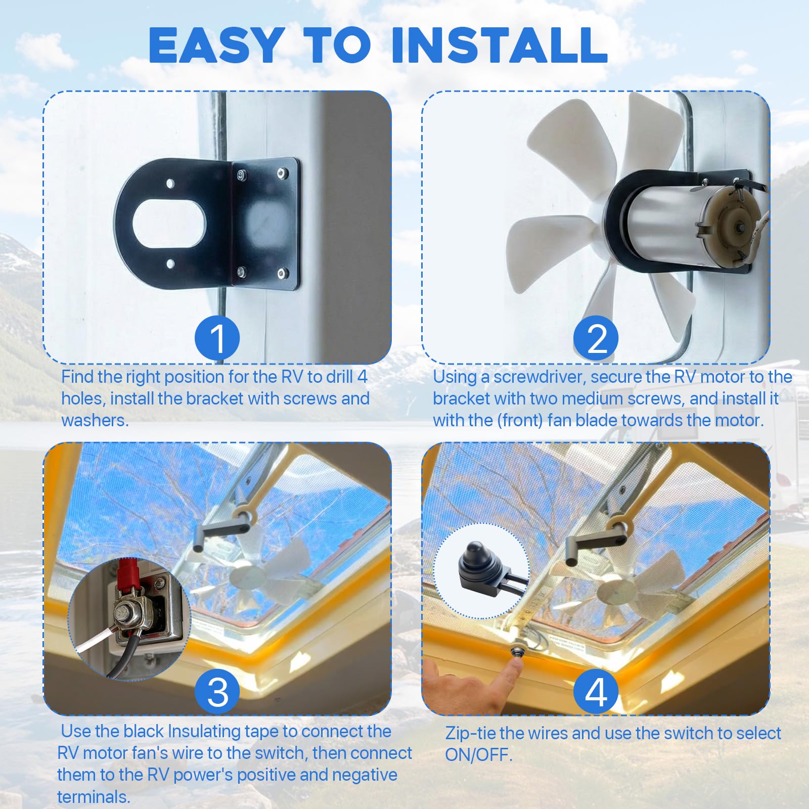 RUSFOL waterproof switch and included accessories for secure installation