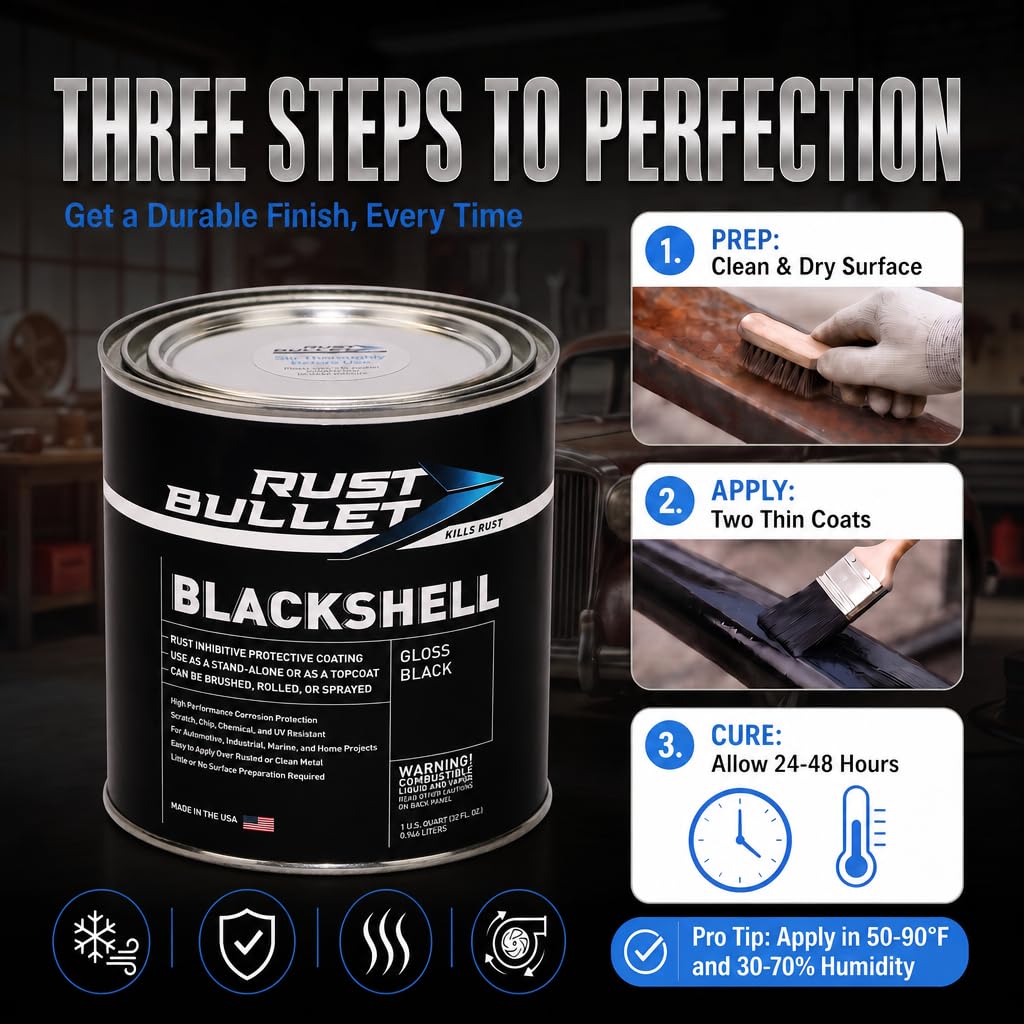 RUST BULLET sprayer applying BlackShell to trailer offering durable weather protection