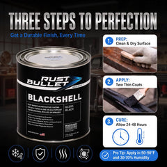 RUST BULLET sprayer applying BlackShell to trailer offering durable weather protection