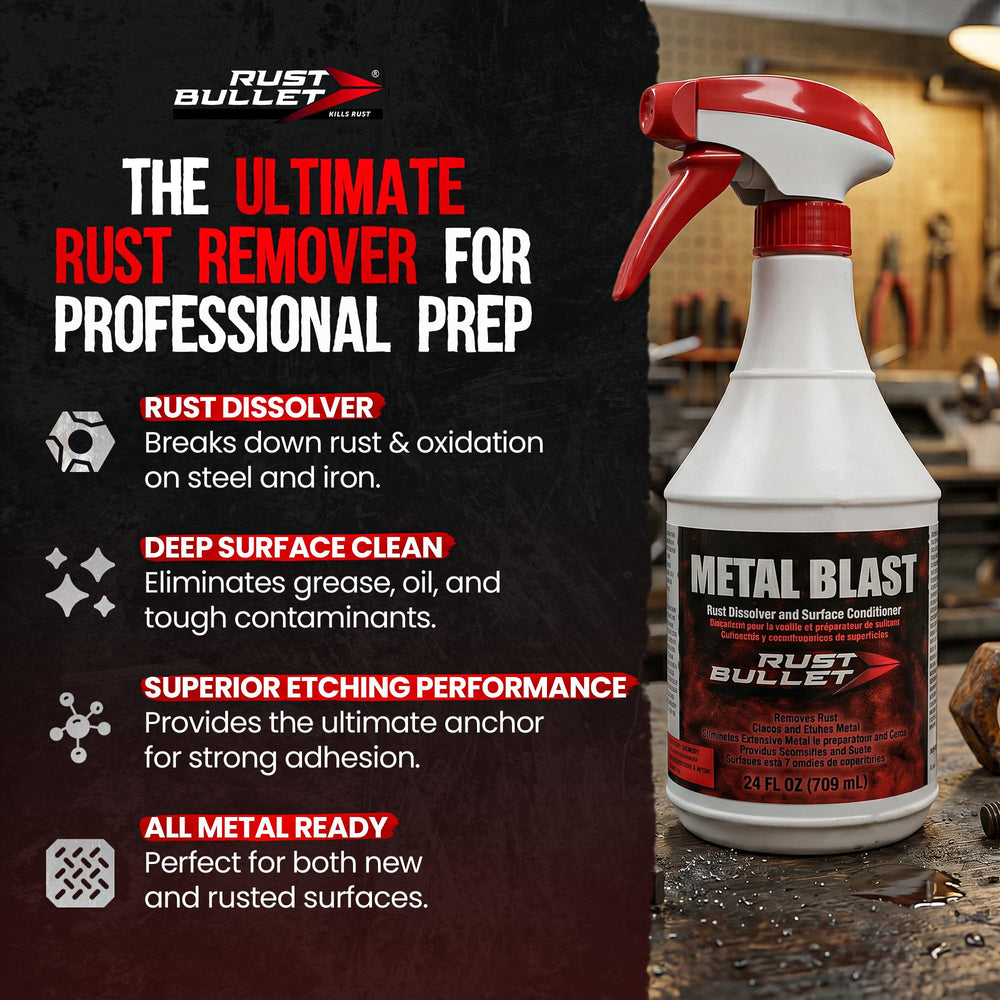 RUST BULLET spray action on rusty metal for fast removal