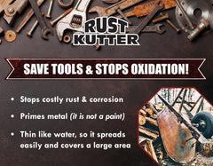Rust Kutter treated versus untreated metal comparison showing visible stabilization benefit