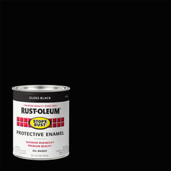 Rust-Oleum brush stroke of gloss black paint illustrating smooth coverage benefit