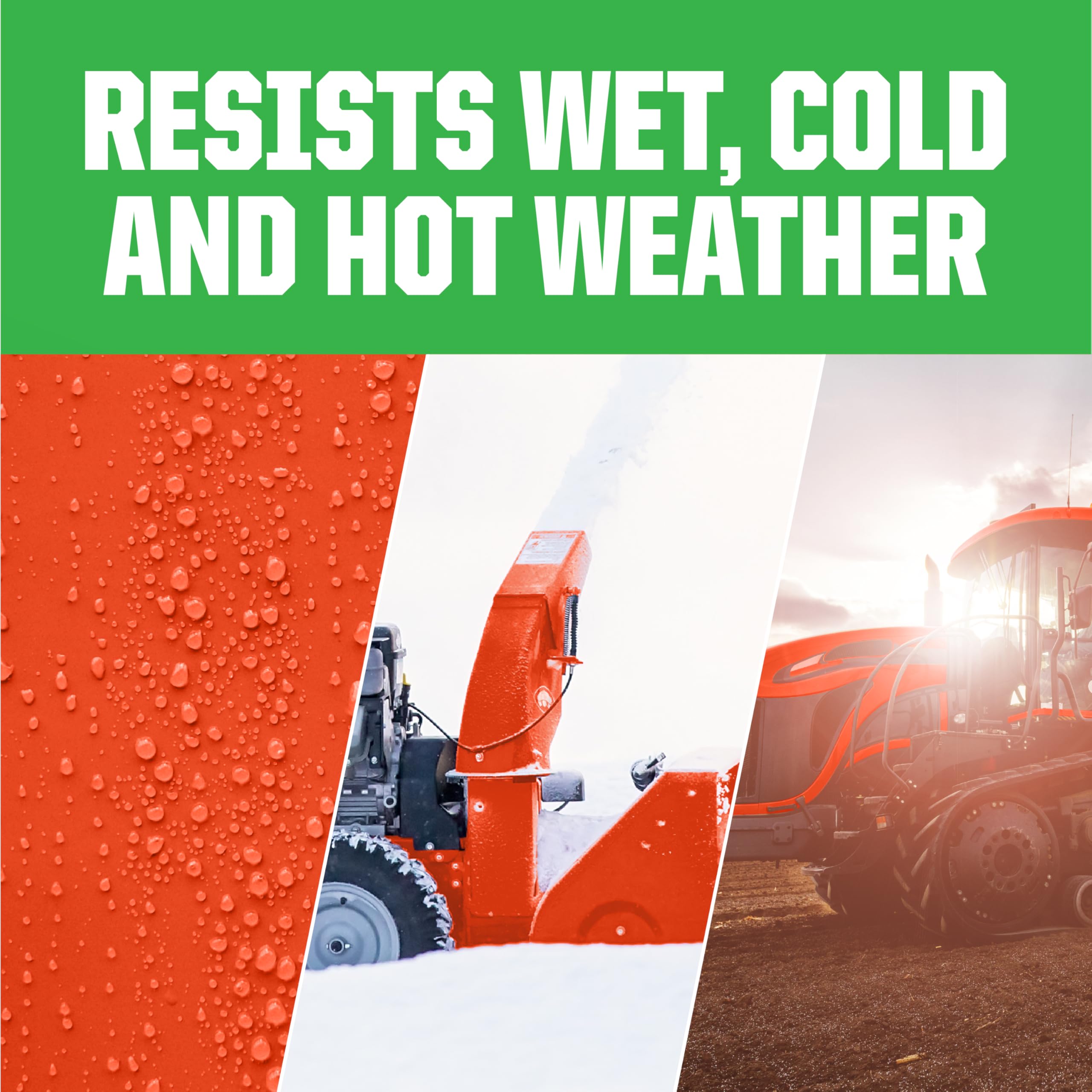 Spray application using Rust-Oleum Kubota orange paint on equipment for even coverage