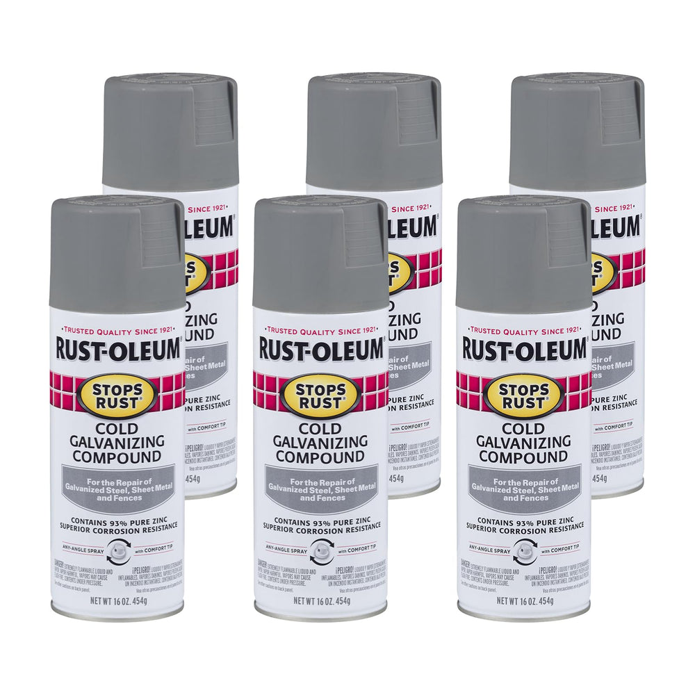 rust-oleum Stops Rust six-pack front packaging showing cans and label, protecting metal