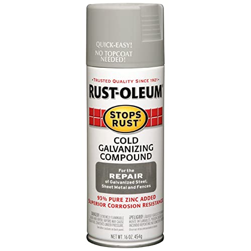 rust-oleum Stops Rust close-up of gray galvanized finish on steel, demonstrating durable protection