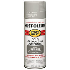 rust-oleum Stops Rust close-up of gray galvanized finish on steel, demonstrating durable protection