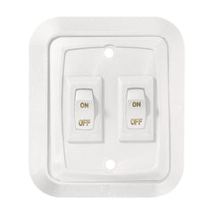 RV Designer S657 front view showing white double wall plate and rocker switch for clean install