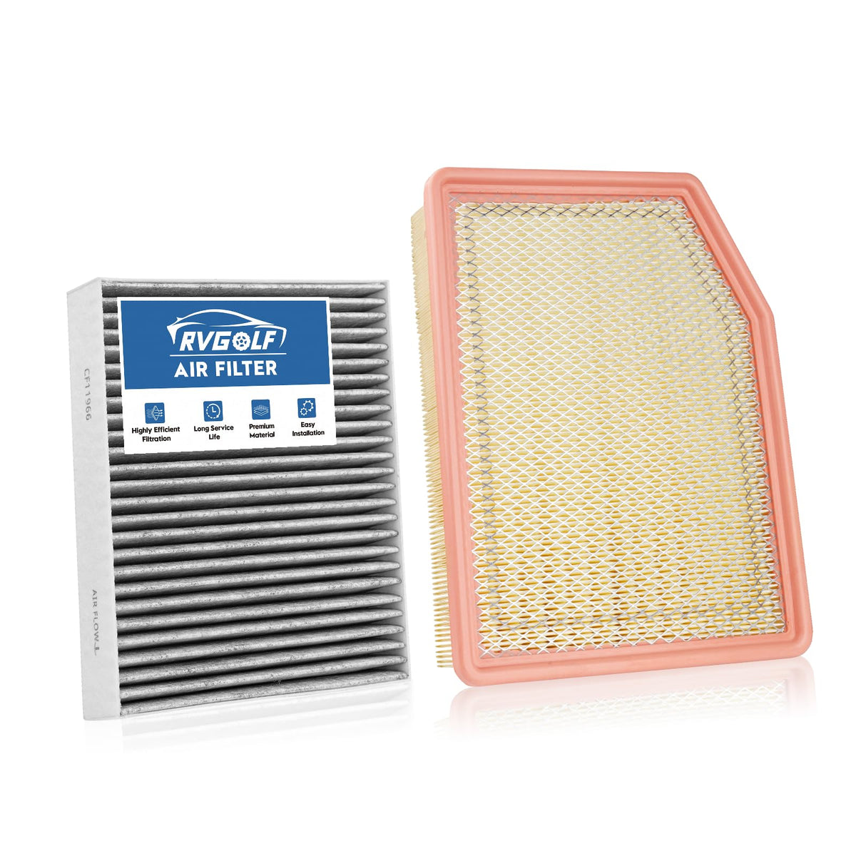 RVgolf engine filter front view showing fit and durable frame benefit