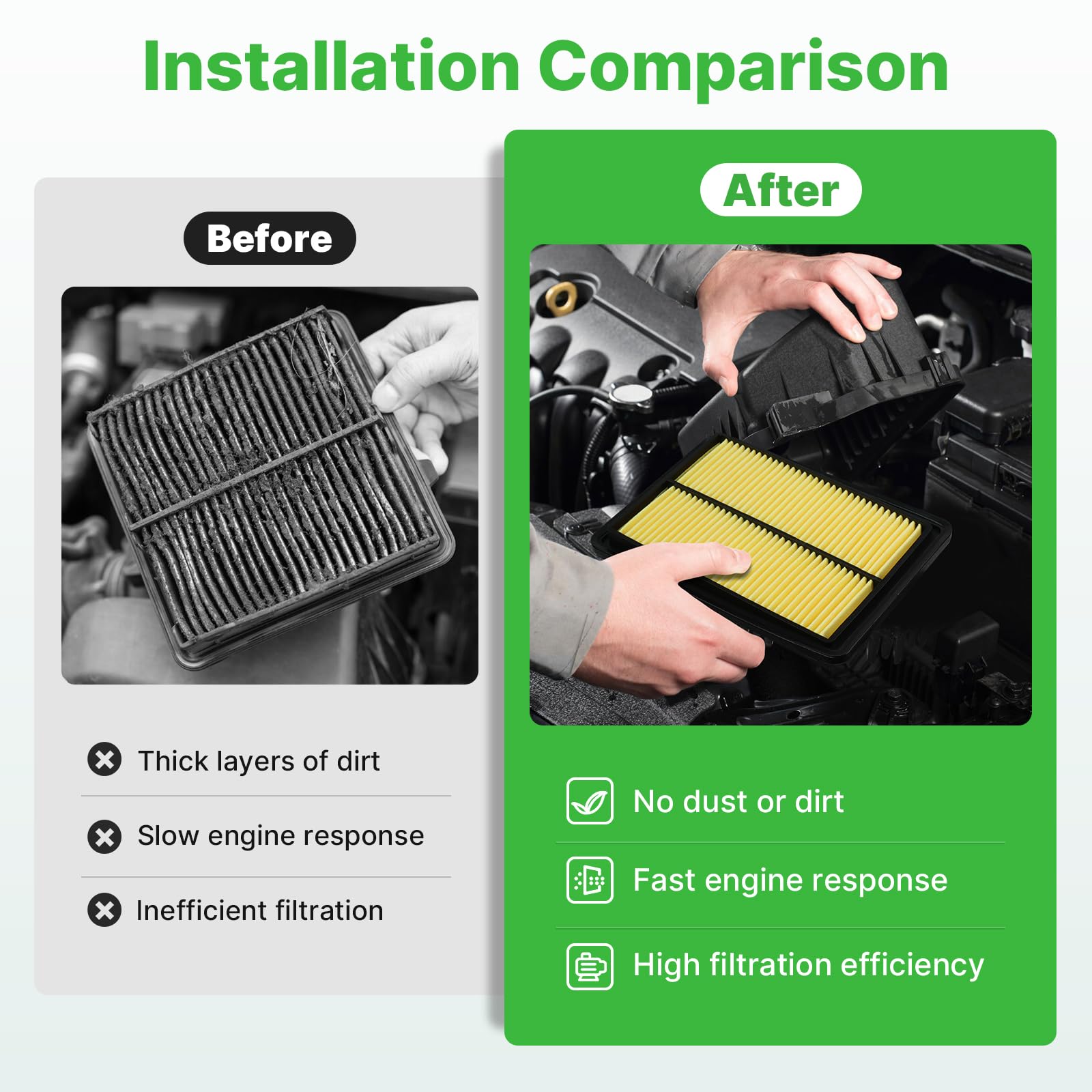RVgolf filters size comparison view illustrating accurate fitment