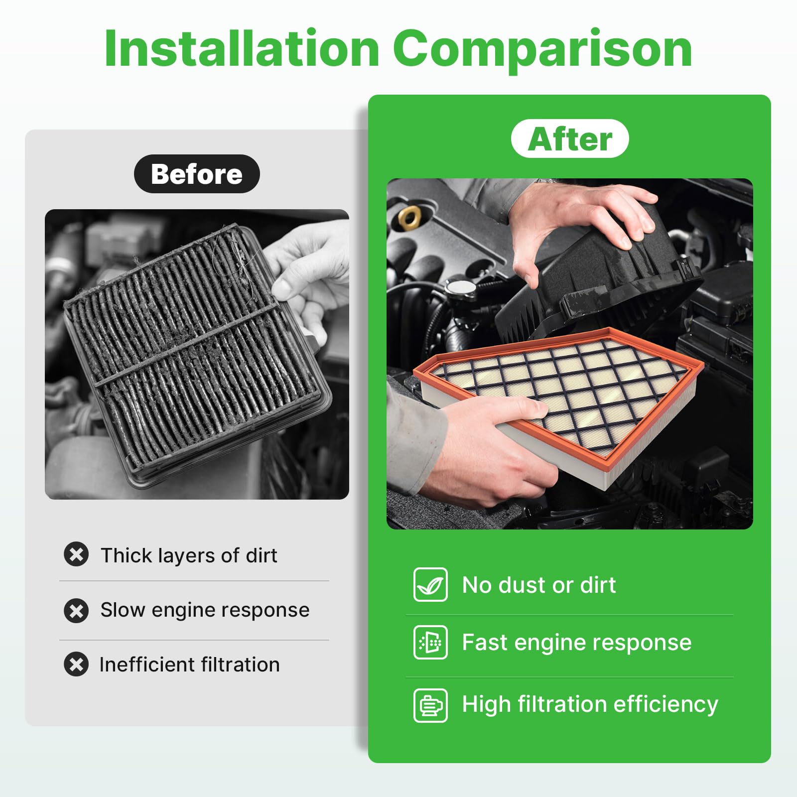 RVgolf filters next to ruler demonstrating exact size and OEM-style fit benefit
