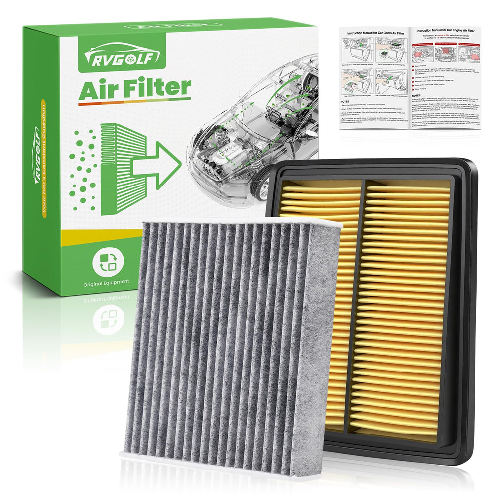 RVgolf front packaging showing engine and cabin filters, clear fitment