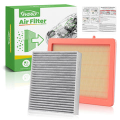 RVgolf front packaging showing engine and cabin filter set, ready for replacement