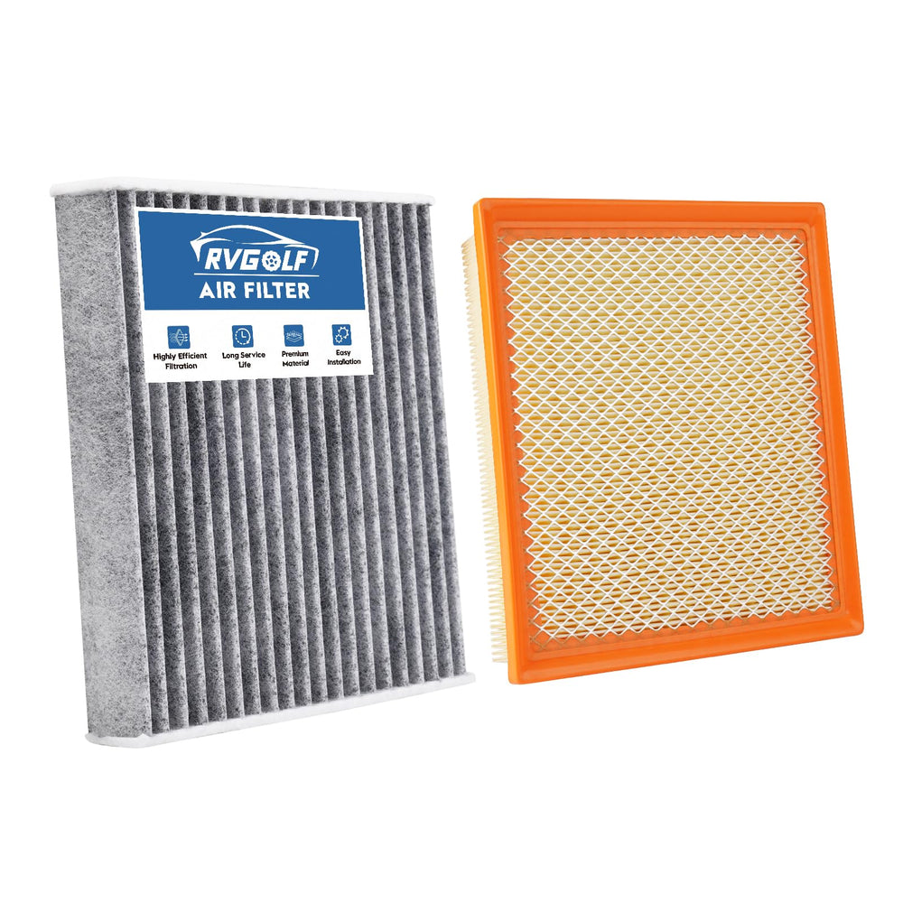 RVgolf front packaging showing both engine and cabin filters and easy fit