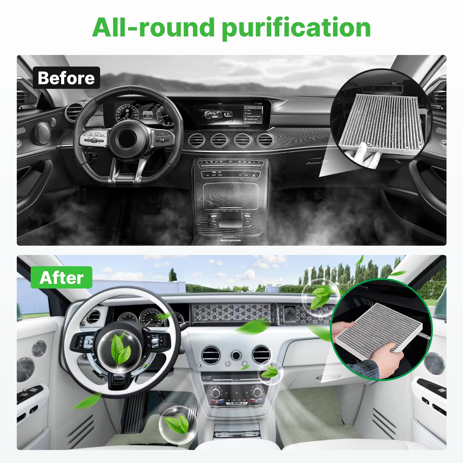 RVgolf installed engine filter under the Sonata hood benefit: correct fit and secure sealing