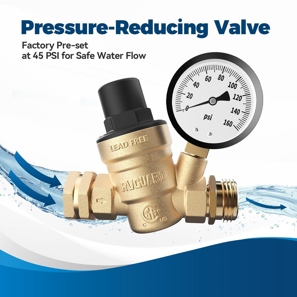 RVGUARD closeup of pressure gauge provides clear readings for safe use