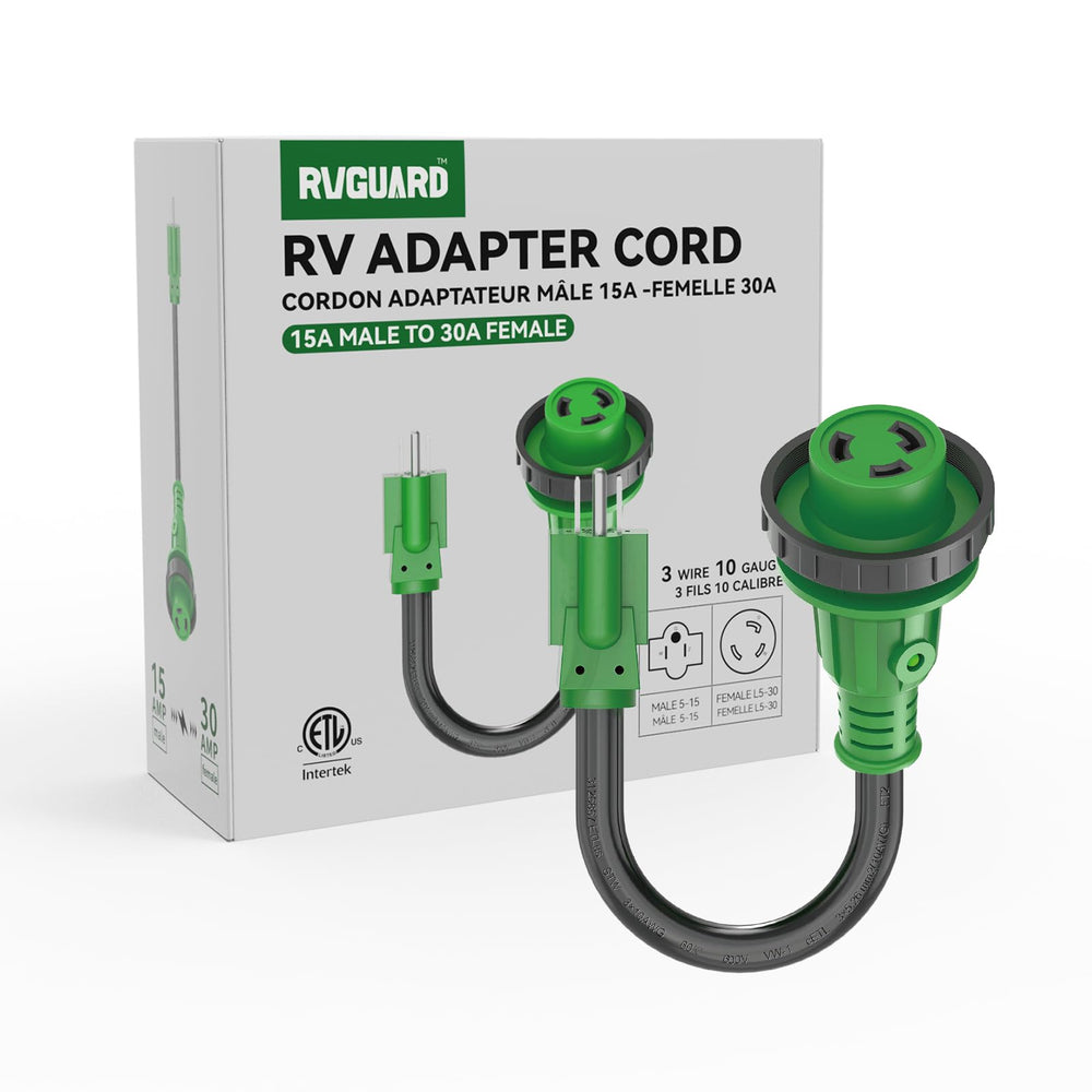 RVGUARD adapter in campsite setup showing practical use for charging and small appliances